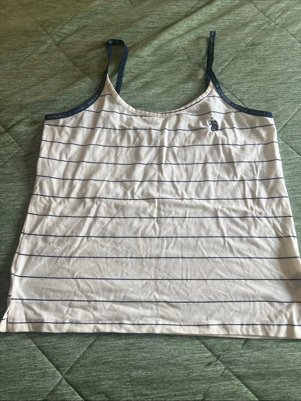 U.S. Polo Assn. White and Navy Striped Spaghetti Strap Cami